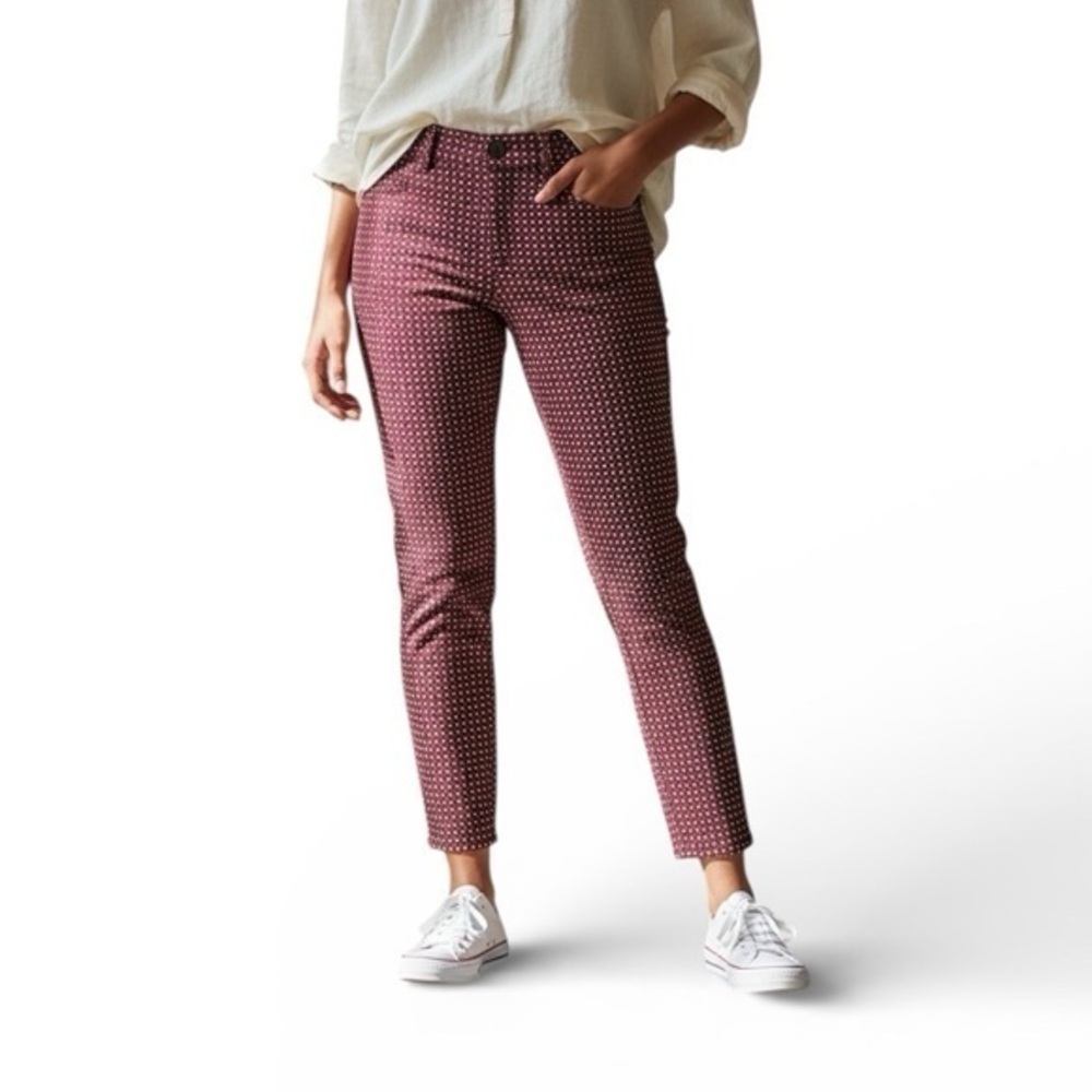 J.Crew Women’s 28 Burgundy Geometric Print Stretch Jeans Style 82835 FA13